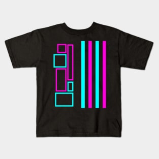 Pink And Blue Lines And Squares Kids T-Shirt